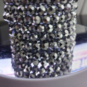 Silver-Gray Crystal Beaded Bracelet 8mm Silver Crystal Beads